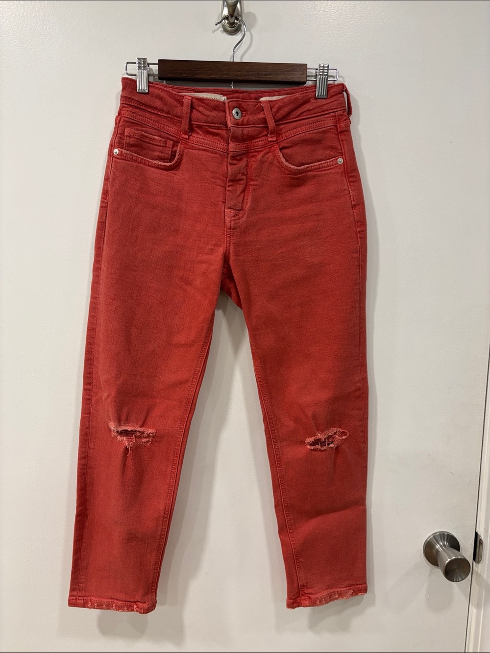 Anthropologie Pilcro and the Letterpress Red Distressed Ankle Jeans